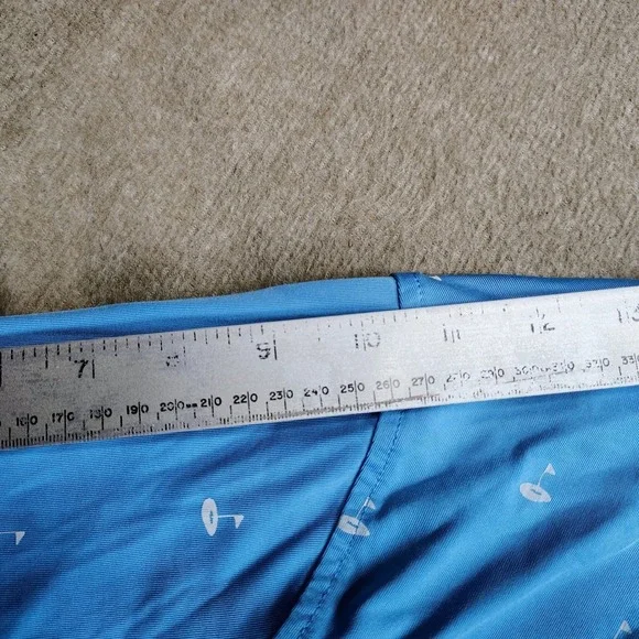 FootJoy Polo Shirt Mens Large Blue Athletic Fit Golf Flag Print Performance - Picture 8 of 8